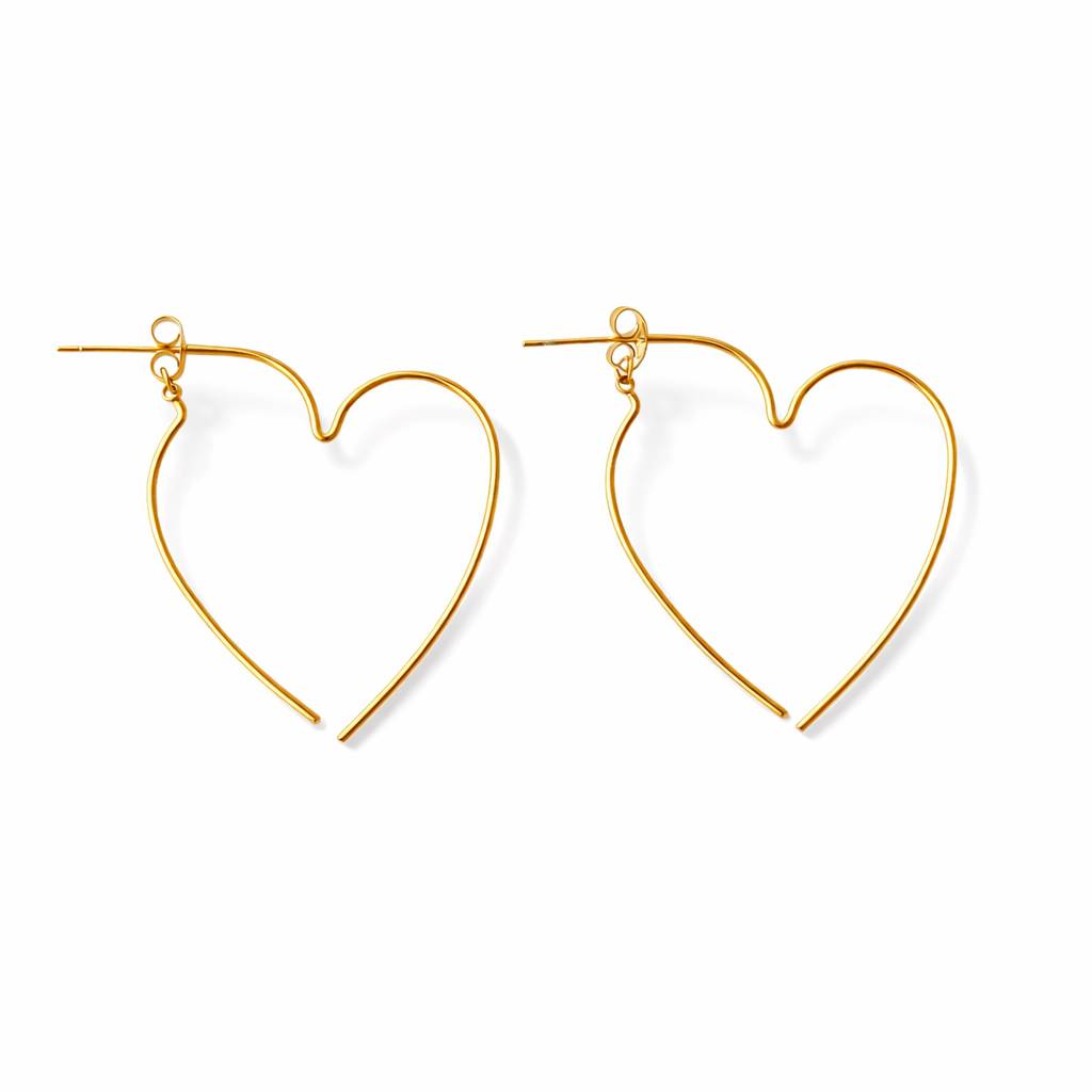 Pendientes Love corazón dorado acero quirúrgico grandes ligeros joyería romántica algodeolga
