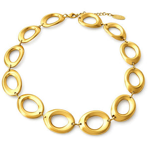 Collar Allison acero inoxidable dorado con eslabones circulares diseño elegante Algo de Olga