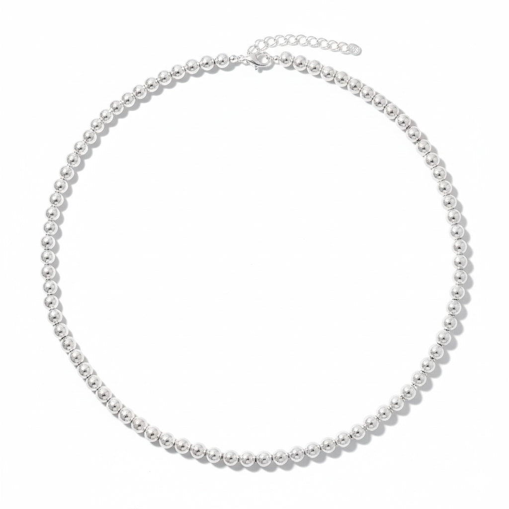 Collar de bolitas de plata de ley 925 — gargantilla clásica atemporal para mujer, ideal para ti, para regalo de cumpleaños o San Valentín