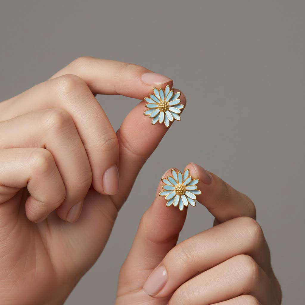 PENDIENTES INÉS FLOR AZUL