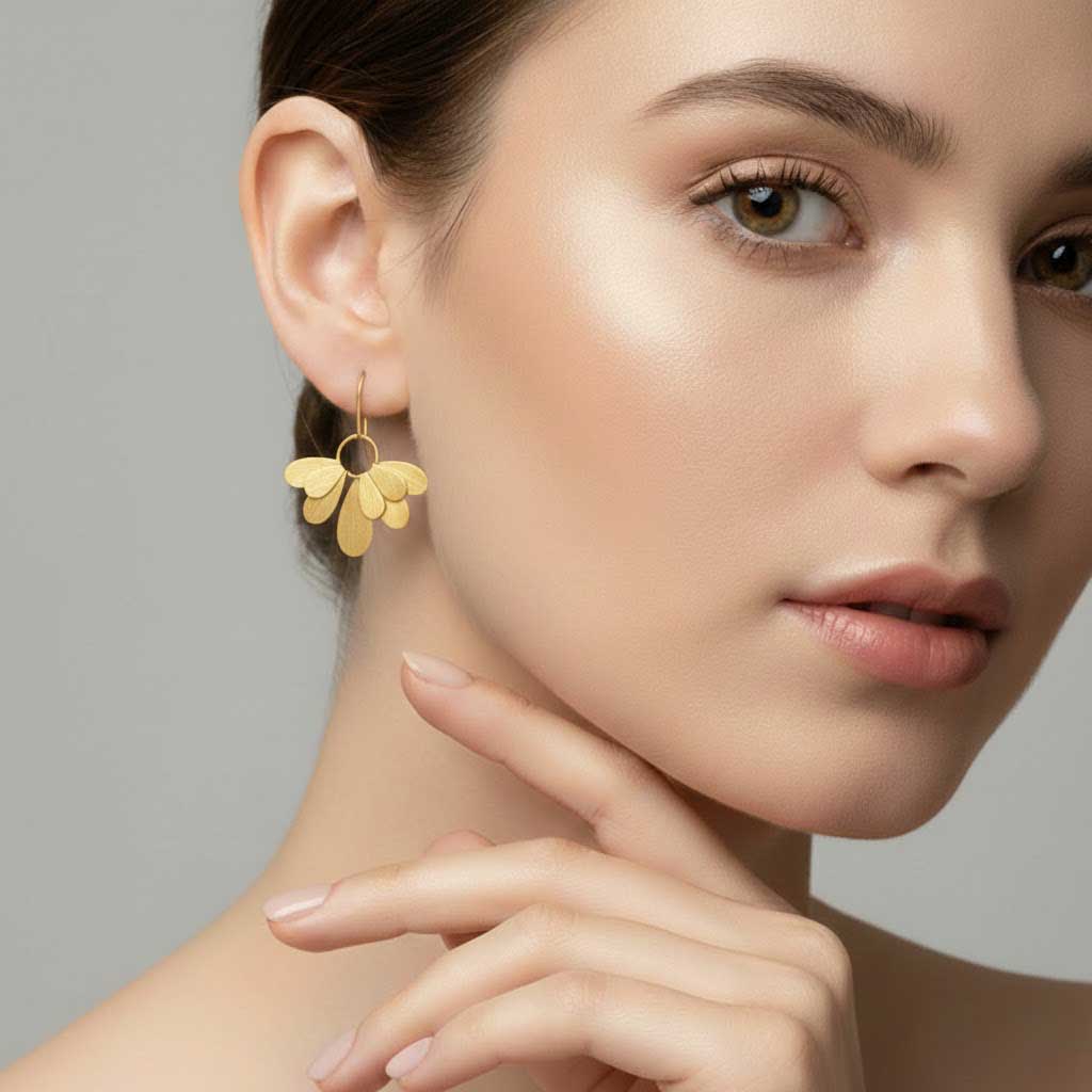 PENDIENTES JANA HOJAS ACERO DORADO