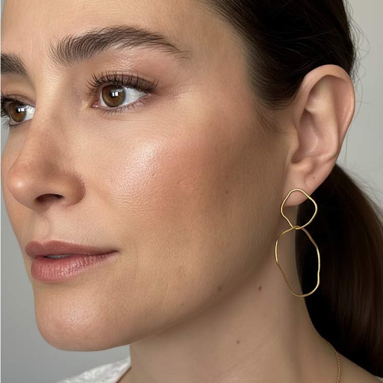 Pendientes Salma aros geométricos orgánicos dorados acero quirúrgico pendientes grandes ligeros algodeolga