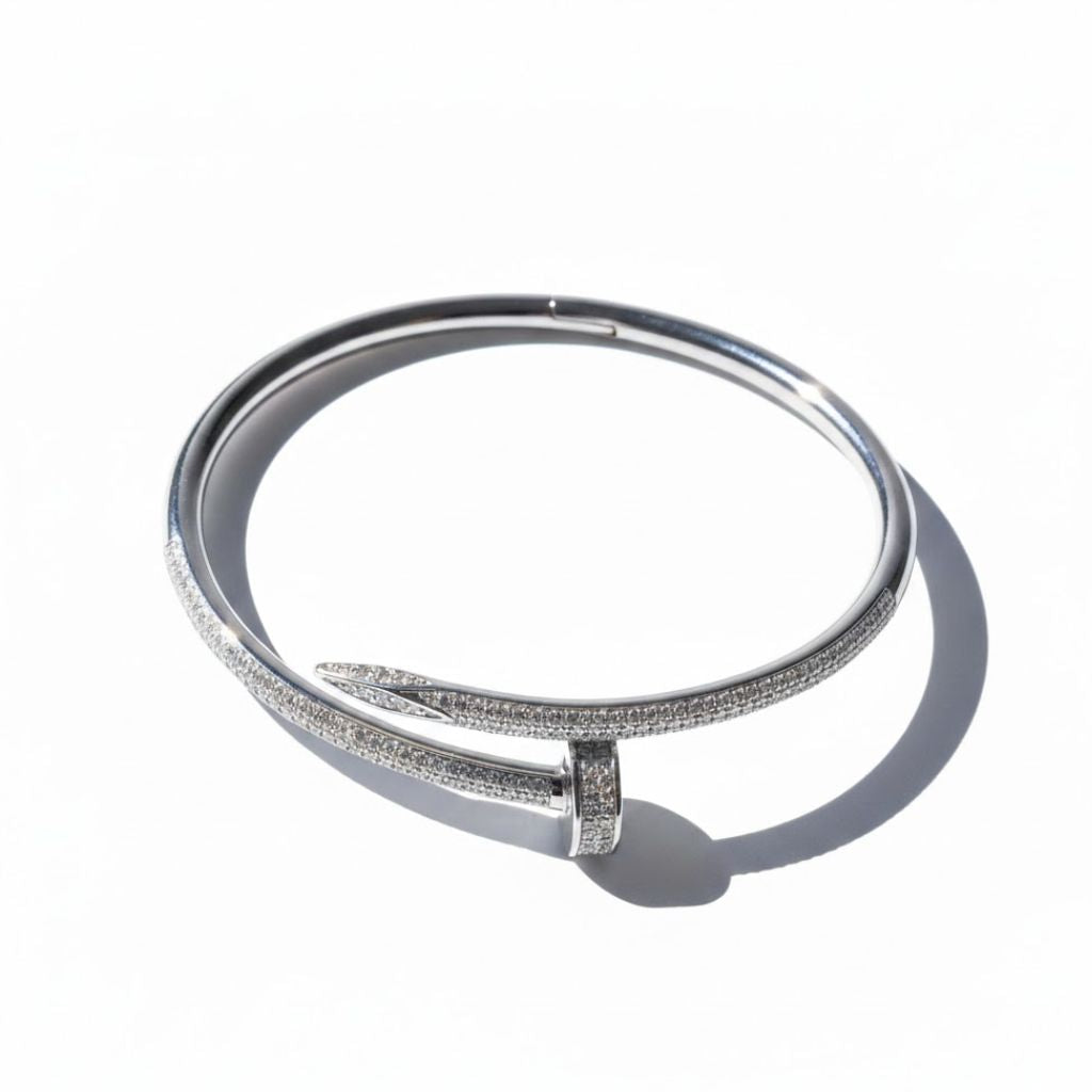 Pulsera en plata de ley rígida con brillantitos - Algo de Olga