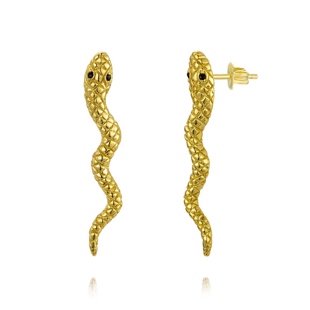 Pendientes Serpiente Cleopatra de plata de ley con baño de oro